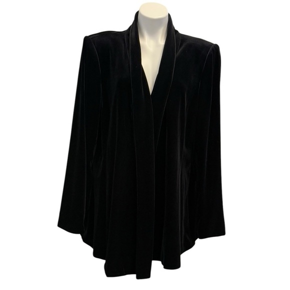 CALVIN KLEIN Black Velvet Open Front Blazer Jacket Size 22W NEW - Picture 3 of 9